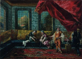 Two Odalisques Playing Mancala in the Harem